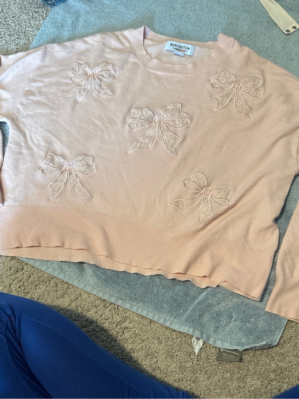 Netflix Pale Pink Bow-Appliqué Crewneck Sweater - Picture 3 of 3